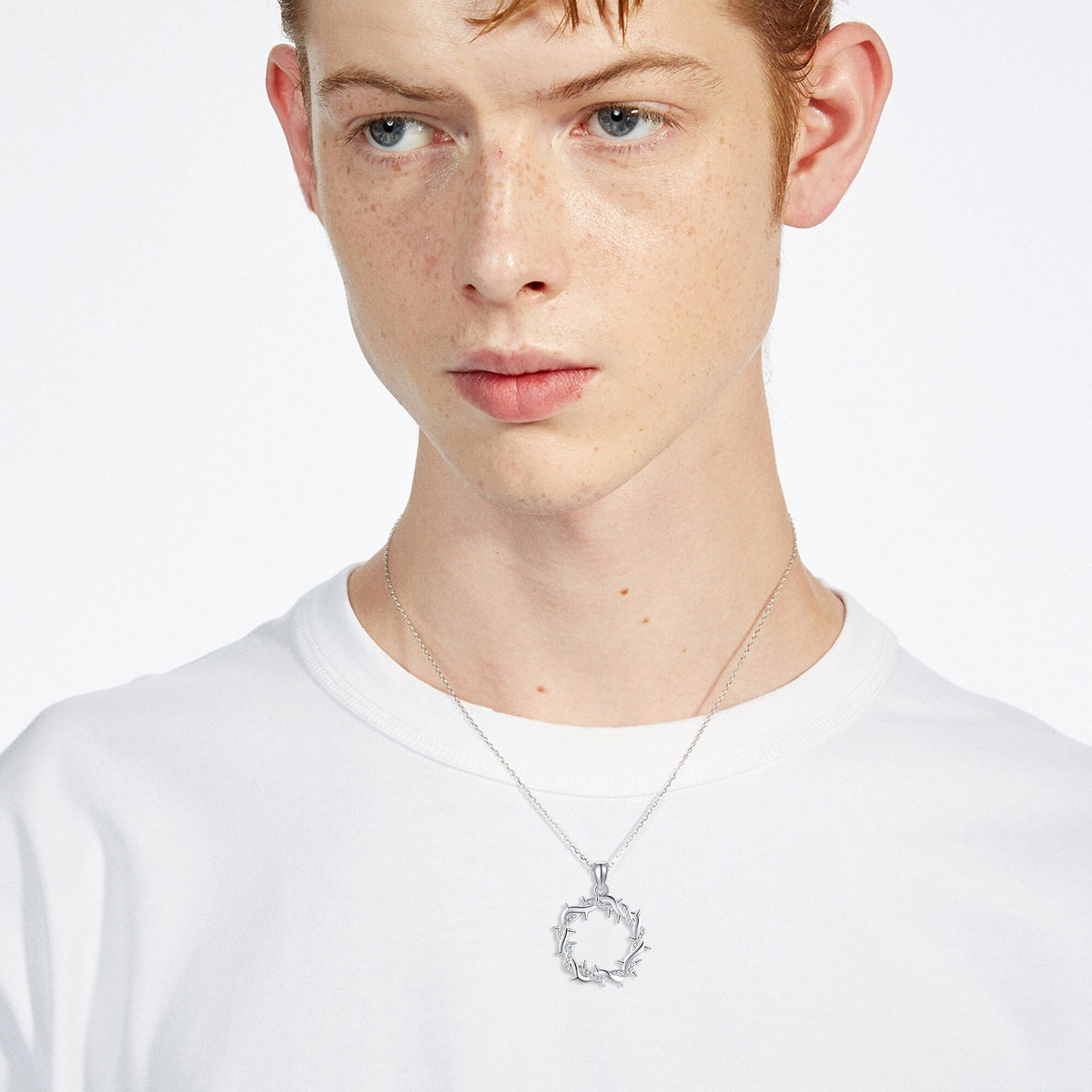 Thorn Cross Inspired Necklace – Silver Christian Faith Pendant Jewelry