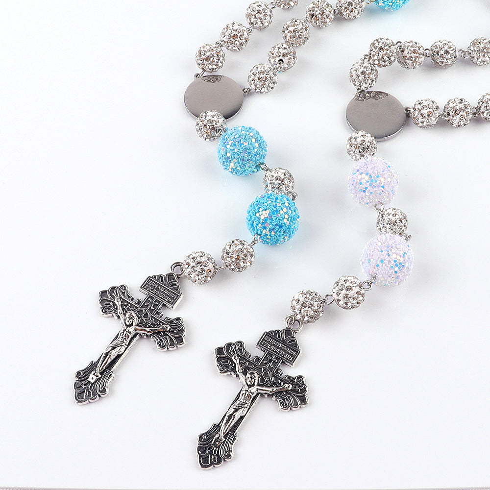 Layered Rosary Necklace with White Ceramic Prayer Beads – Catholic Faith Jewelry