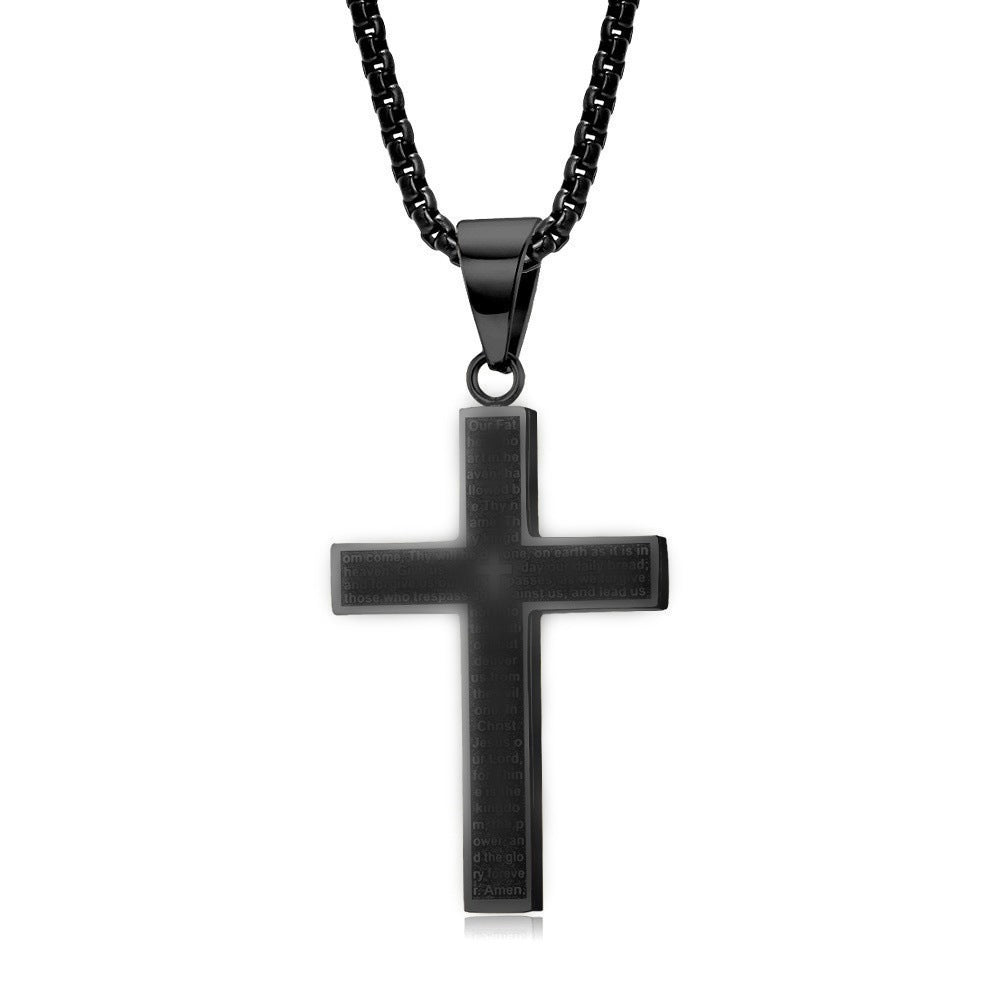 Stainless Steel Cross Necklace with Pearl Chain – Christian Religious Jewelry