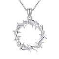 Thorn Cross Inspired Necklace – Silver Christian Faith Pendant Jewelry