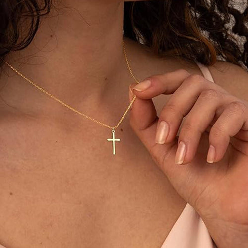 Minimalist Cross Necklace for Women – Dainty Christian Faith Jewelry