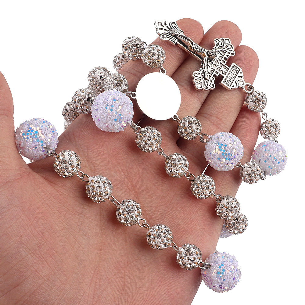 Layered Rosary Necklace with White Ceramic Prayer Beads – Catholic Faith Jewelry