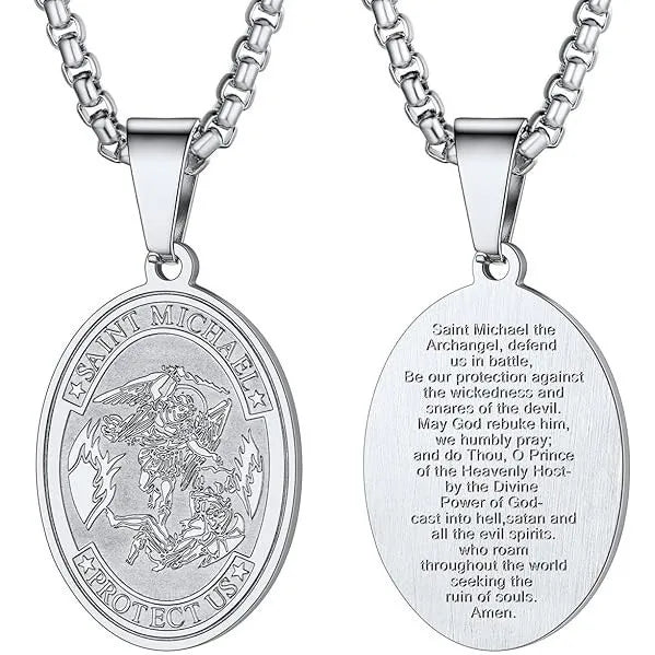 Archangel Saint Michael Faith Pendant Necklace 60cm