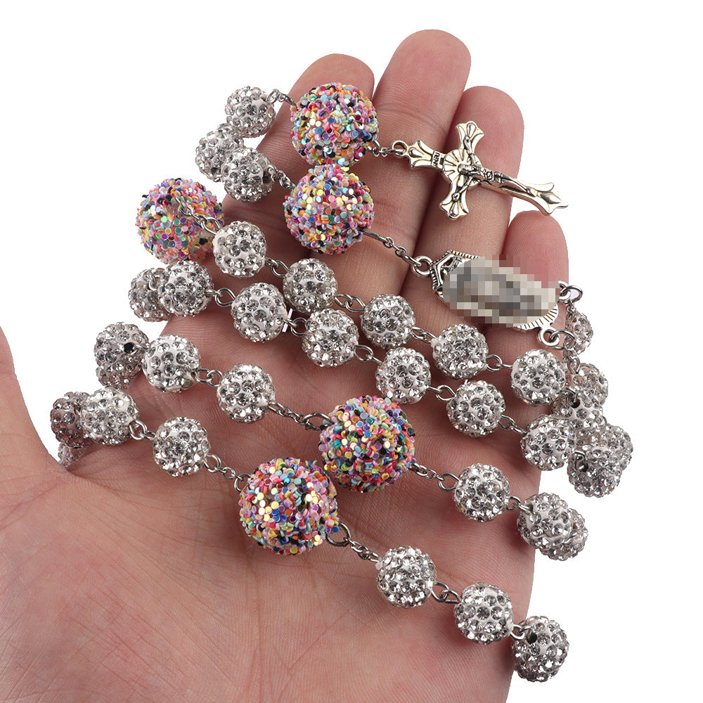 Layered Rosary Necklace with White Ceramic Prayer Beads – Catholic Faith Jewelry