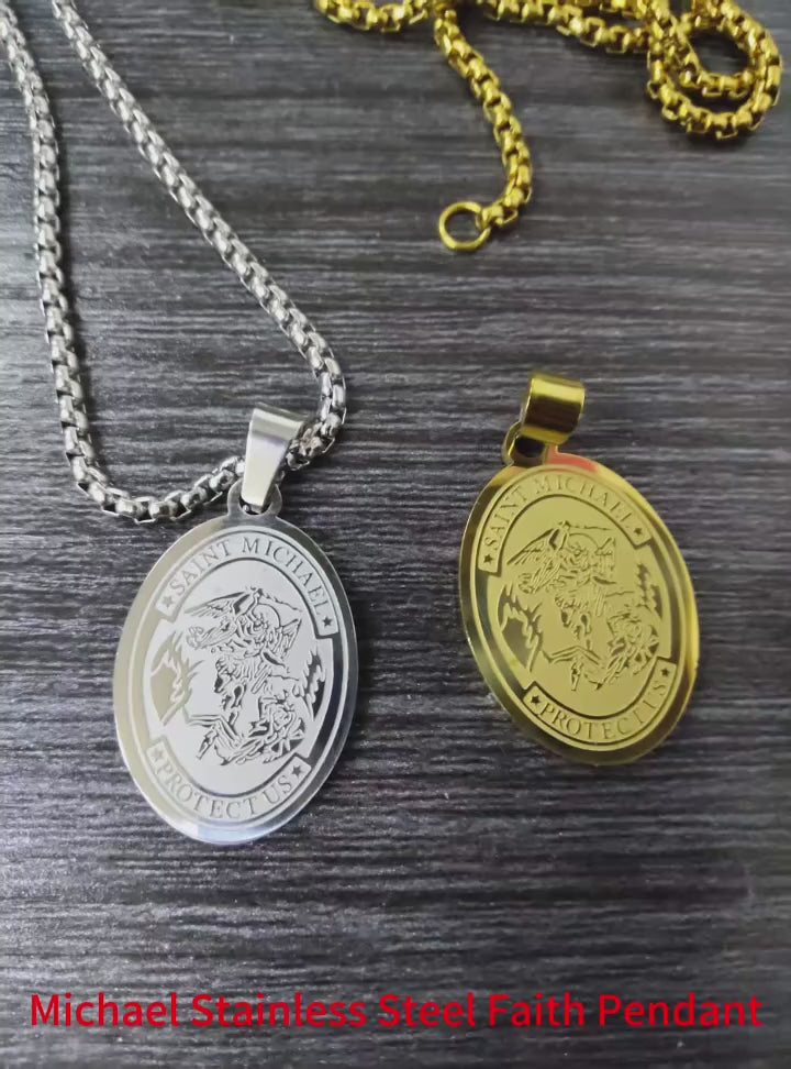 Archangel Saint Michael Faith Pendant Necklace 60cm